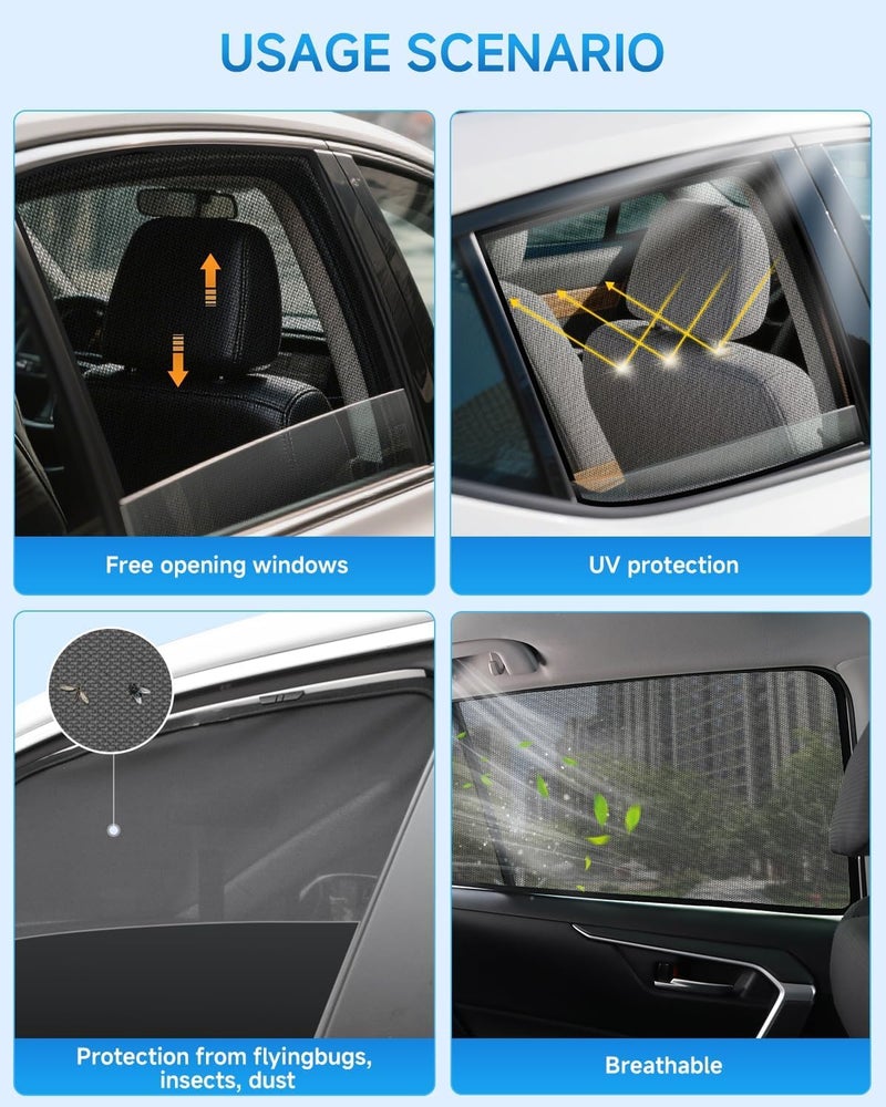 RSACET Car Window Shades for Toyota-Highlander(2021-2025),2-Pack Rear Window Sun Shades for Baby – Breathable Mesh, UV & Heat Blocker, Privacy Protection for Camping, Travel, Sleep & Nursing - Image 5